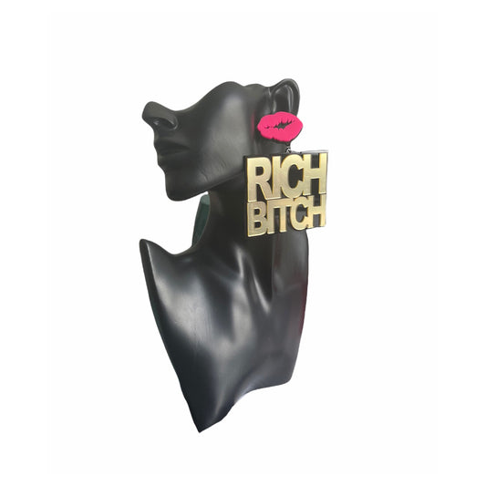Rich B Gold Pink Statement Earrings