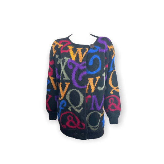VTG Letters Detail Wool Sweater Sz L / XL